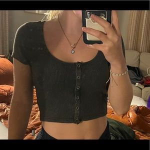 Black/grey Pacsun button up crop top